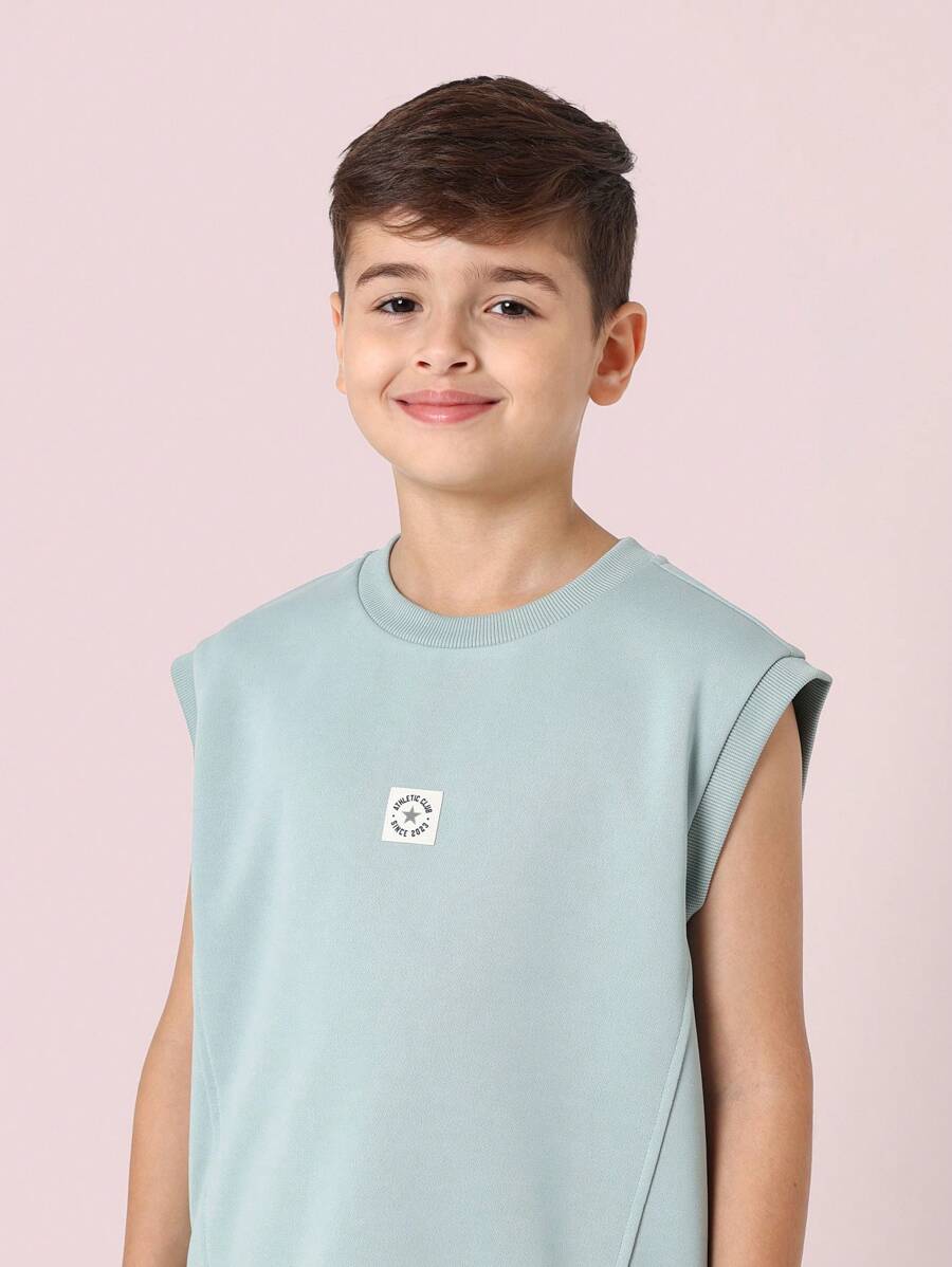 Tween Boys Comfy Regular Fit Tank Top And Contrast Straight Fit Sweatpants