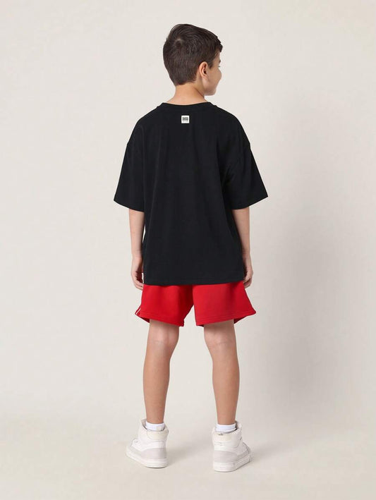 Tween Boys Comfy Overisized Fit Short Sleeve Tee And Contrast Colour Regular Short