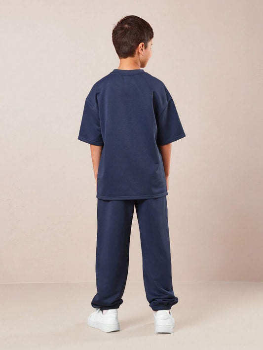 Tween Boys Comfy Oversized Fit Short Sleeve Tee And Jogger