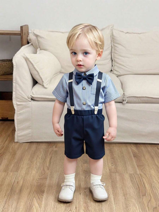 2Pcs Vintage British Style Baby Boys Formal Gentleman Outfit Multicolor